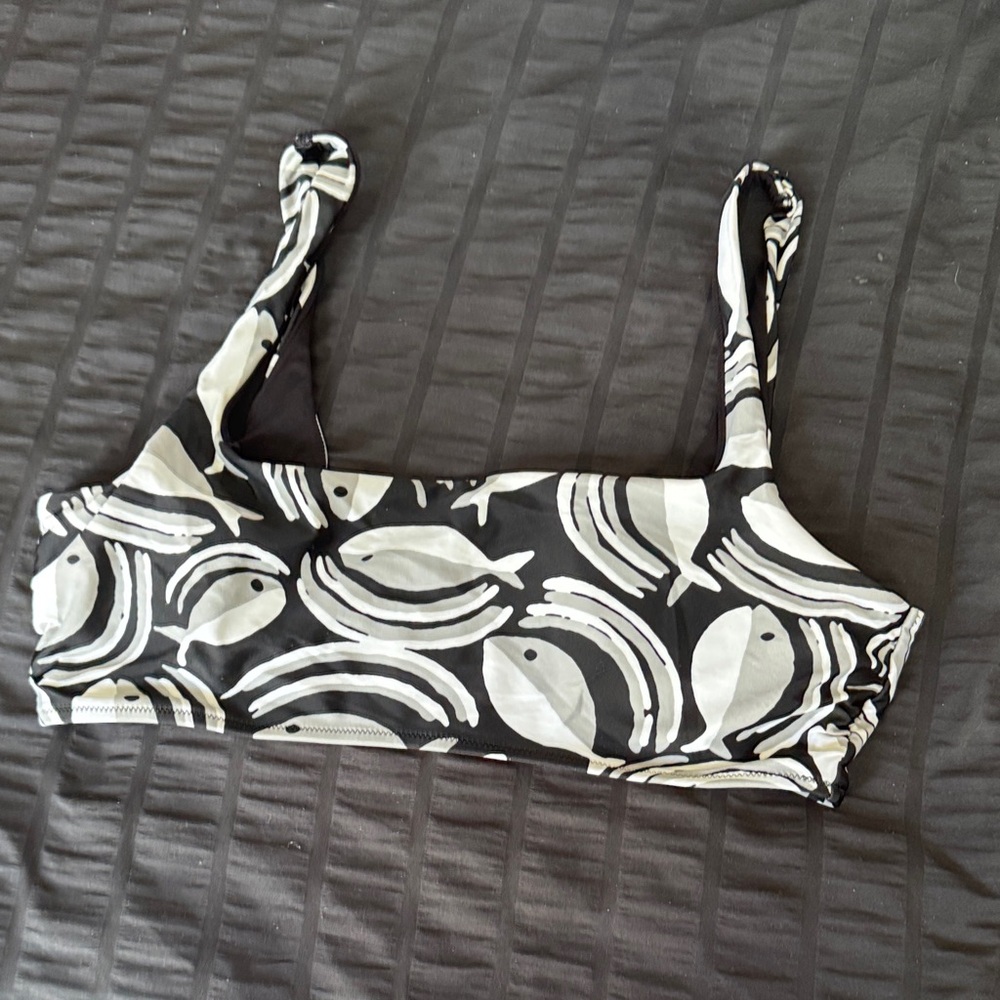 Aerie Black and White Bikini Top